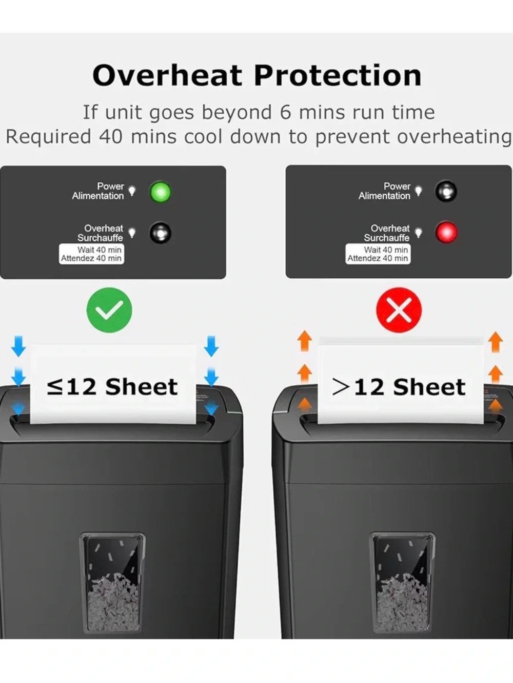 Black Paper Shredder with Waste Window - Home Office